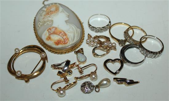 Diamond dress rings, pendant, cameo, etc